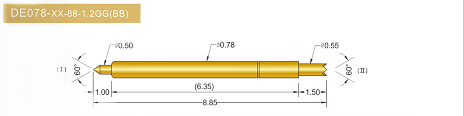 078雙頭探針尺寸、BGA雙頭頂針、雙向可動探針、帶彈簧頂針、測試探針
